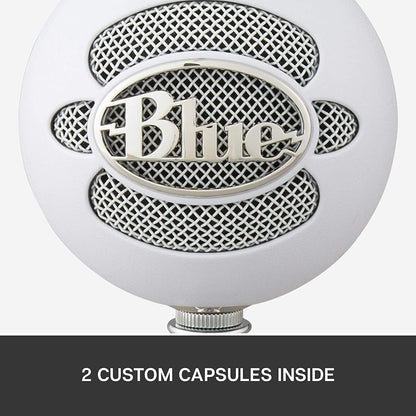 Blue microphones Blue Snowball USB Microphone for Recording, Streaming, Podcasting, Gaming on PC and Mac, Condenser Mic with Cardioid and Omnidirectional Pickup Patterns, and Stylish Retro Design - Textured White