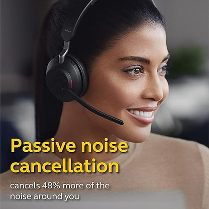 Jabra Evolve2 65 UC Wireless Headphones with Link380c, Stereo, Black – Wireless Bluetooth Headset for Calls and Music, 37 Hours of Battery Life, Passive Noise Cancelling Headphones, Stereo (USB-C) Unified Communications Stereo (USB-C)