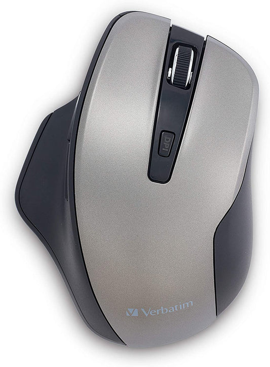 Verbatim Silent Ergonomic Wireless Blue LED Mouse - Graphite