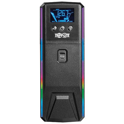Tripp Lite Pure Sine Wave Gaming UPS Battery Backup, 1500VA 900W 120V, Detachable LCD, Automatic Voltage Regulation, USB, RGB LED Lights, 3-Year Warranty & $250K Insurance (SMART1500PSGLCD)