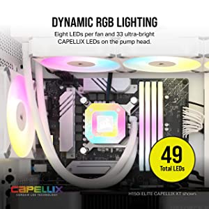 Corsair iCUE H100i Elite CAPELLIX XT Liquid CPU Cooler - Two AF120 RGB Elite Fans - 240mm Radiator - Intel® LGA 1700, 1200, 115X, 2066, AMD® AM5, AM4 - Included iCUE Commander CORE - White ELITE CAPELLIX XT 240mm Radiator White