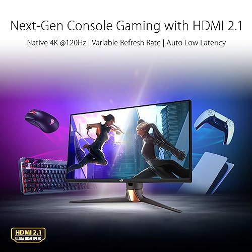 ASUS ROG Swift 27” 4K Gaming Monitor (PG27UQR) - UHD (3840 x2160), Fast IPS, 160Hz (Above 144Hz), 1ms, FreeSync Premium Pro, Variable Overdrive, DisplayPort, HDMI, DisplayHDR 600, 96% DCI-P3