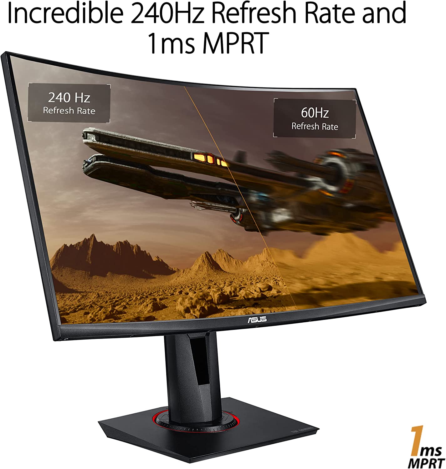 ASUS 27” 1080P TUF Gaming Curved HDR Monitor (VG27VQM) - Full HD, 240Hz, 1ms, Extreme Low Motion Blur, Adaptive-Sync, Freesync™ Premium, Speakers, Eye Care, HDMI, DisplayPort, USB, Height Adjustable