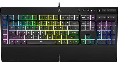 Corsair K55 RGB PRO XT - Dynamic Per-Key RGB Backlighting - Six Macro Keys with Elgato Stream Deck Software Integration - IP42 Dust and Spill-Resistant - QWERTY US Layout - Black