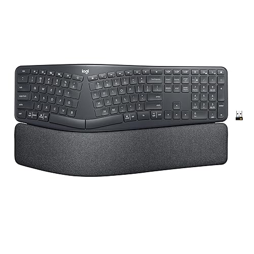 Logitech ERGO K860 Wireless Ergonomic Keyboard - Split Keyboard, Wrist Rest, Natural Typing, Stain-Resistant Fabric, Bluetooth and USB Connectivity, Compatible with Windows/Mac, Black Keyboard Only