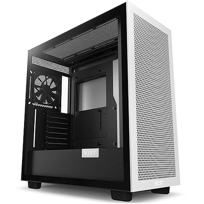 NZXT H7 Flow - CM-H71FG-01 - ATX Mid Tower PC Gaming Case - Front I/O USB Type-C Port - Quick-Release Tempered Glass Side Panel - White/Black