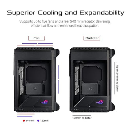 ASUS ROG Z11 Mini-ITX/DTX Gaming Case with Patented 11° Tilt Design, Compatible with ATX Power Supply,3-Slot Graphics, Front I/O USB 3.2 Gen 2 Type-C, 2X USB 3.2 Gen 1 Type-A and ARGB Control Button
