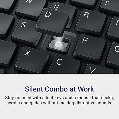 Dell KB555 Silent Keyboard and Mouse - 18 Programmable Shortcut Keys, Copilot Key, Secure Dual-Mode connectivity, Adjustable DPI, Ambidextrous, Low Battery LED Indicator, 3-Year Warranty - Black