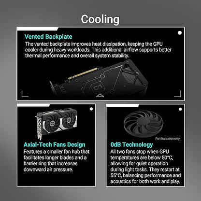 ASUS Dual GeForce RTX™ 5060 Ti 16GB GDDR7 OC Edition (PCIe 5.0, 16GB GDDR7, DLSS 4, HDMI 2.1b, DisplayPort 2.1b, 2.5-Slot Design, Axial-tech Fan Design, 0dB Technology, and More) Dual Fans RTX5060Ti|OC|16GB