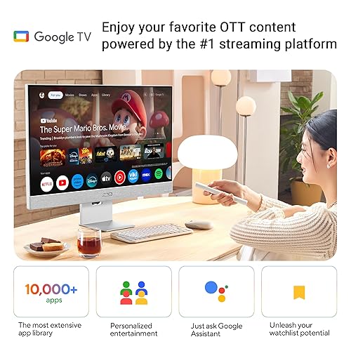 ASUS ZenScreen 27” 4K USB-C Smart Monitor (MS27UC) - UHD (3840 x 2160) IPS, 99% sRGB, Google TV, Harman Kardon Speakers, USB-C 90W PD, USB Hub, Wireless Display, Netflix and YouTube