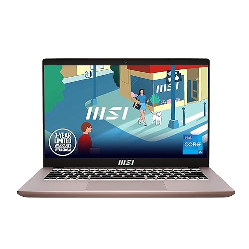 MSI Modern 14 Laptop: Intel Core i5-1335u, Intel Iris Xe, 14" FHD, 16GB DDR4, 512GB NVMe SSD, 180-Degree Lay-Flat, Type C, Win 11 Home: Beige Rose C13M-606US