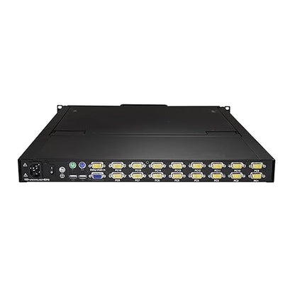 StarTech.com 16 Port Rackmount KVM Console w/ 6ft Cables - Integrated KVM Switch w/ 19 LCD Monitor - Fully Featured 1U LCD KVM Drawer- OSD KVM - Durable 50,000 MTBF - USB + VGA Support (RKCONS1916K) Console 19 in | 16 Port KVM