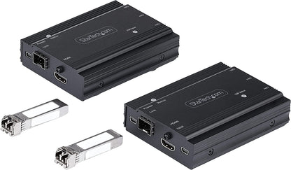 StarTech.com 4K HDMI KVM Extender Over Fiber - HDMI Video &amp; USB Remote KVM Switch/Console Extender - up to 984ft/300m (MultiMode) - 2X 10G MMF SFP+ modules - KVM Extension Kit (TX/RX) (SV565FXHD4KU)