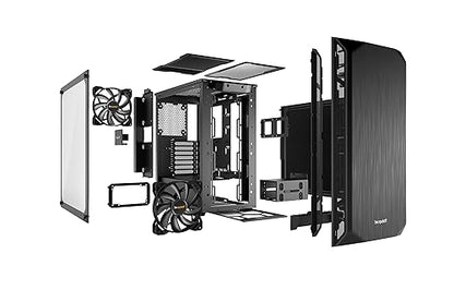 be quiet! Pure Base 500 ATX Midi Tower PC Case | Tempered Glass Window | Two Pre-Installed Low Noise Cooling Fans | Black | BGW34 Black BGW34
