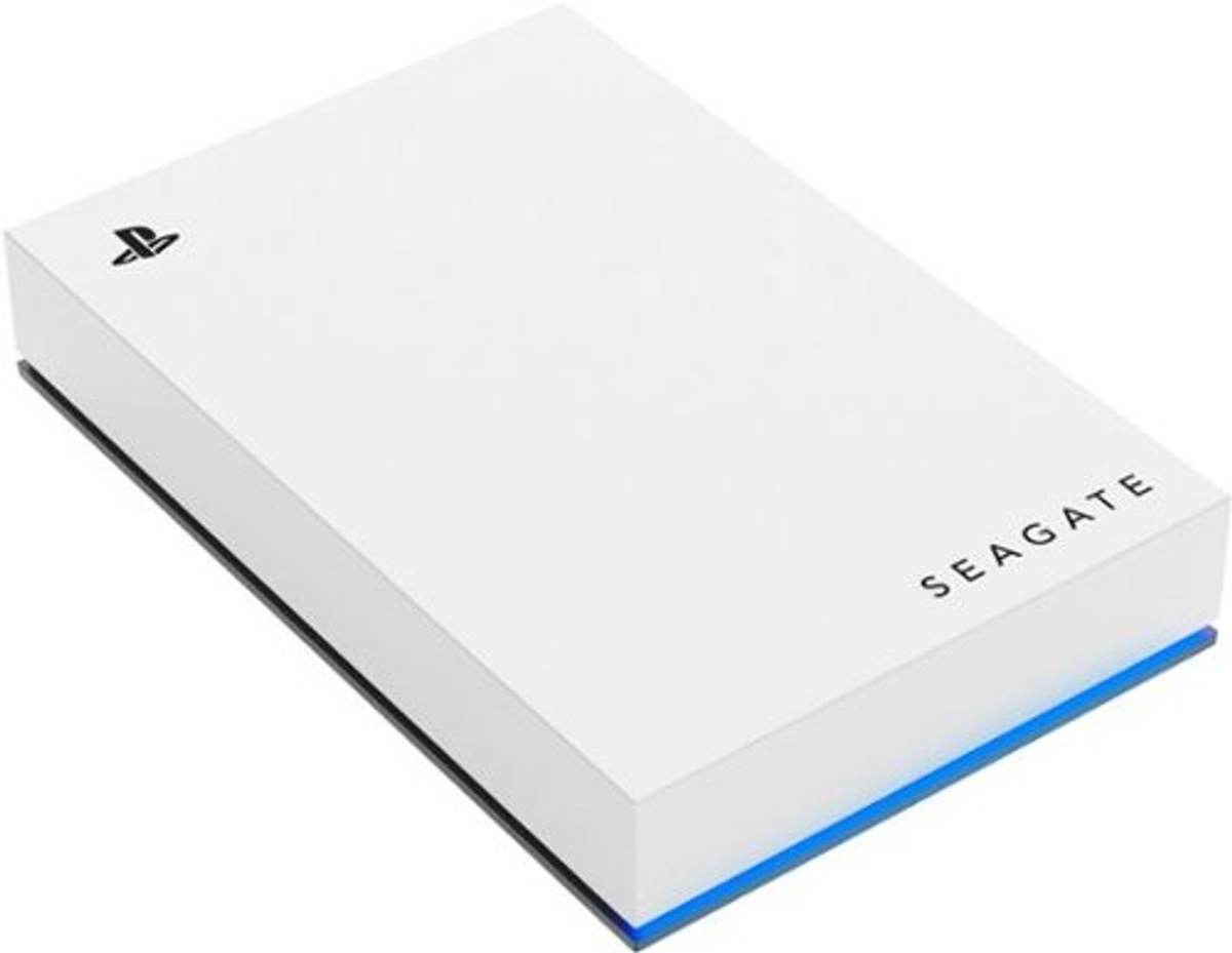 Seagate Game Drive For PlayStation Consoles 5TB External USB 3.2 Gen 1 Portable Hard Drive With Blue LED Lighting - White SKU 6554700