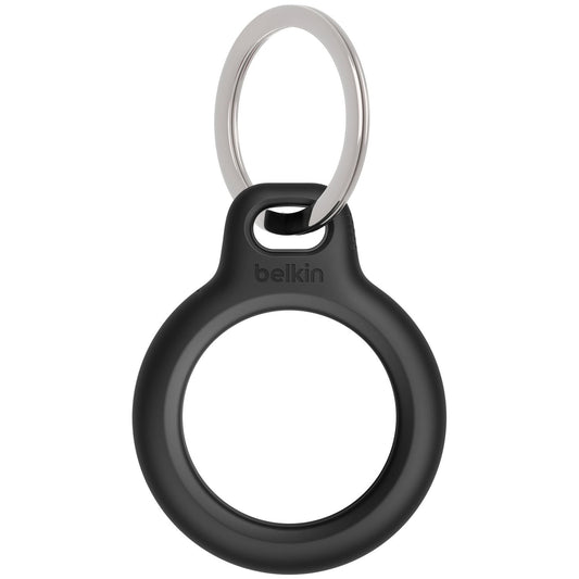Belkin Apple AirTag Secure Holder with Key Ring - Durable Scratch Resistant Case with Open Face & Raised Edges - Protective AirTag Keychain Accessory for Keys, Pets, Luggage & More - Black