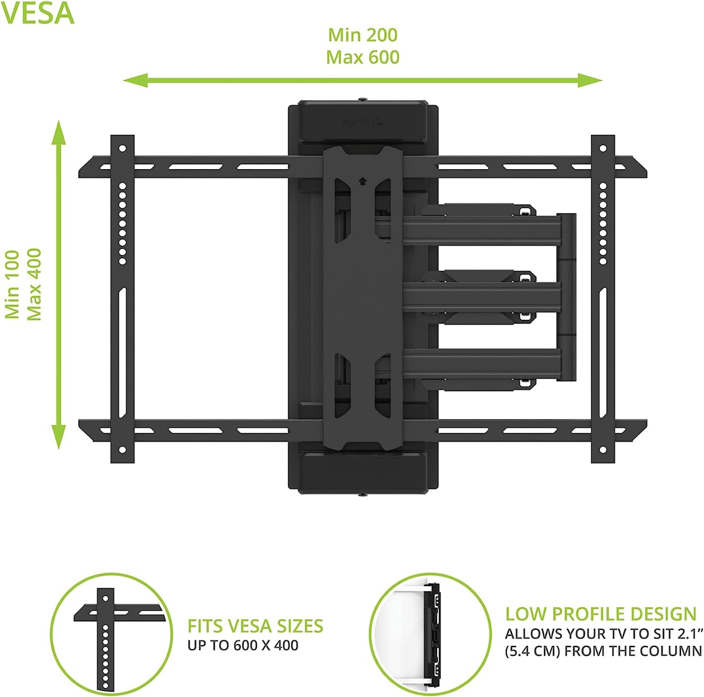 Kanto PSC350 Full Motion Column & Pillar TV Mount for 37 to 75 TVs - Black