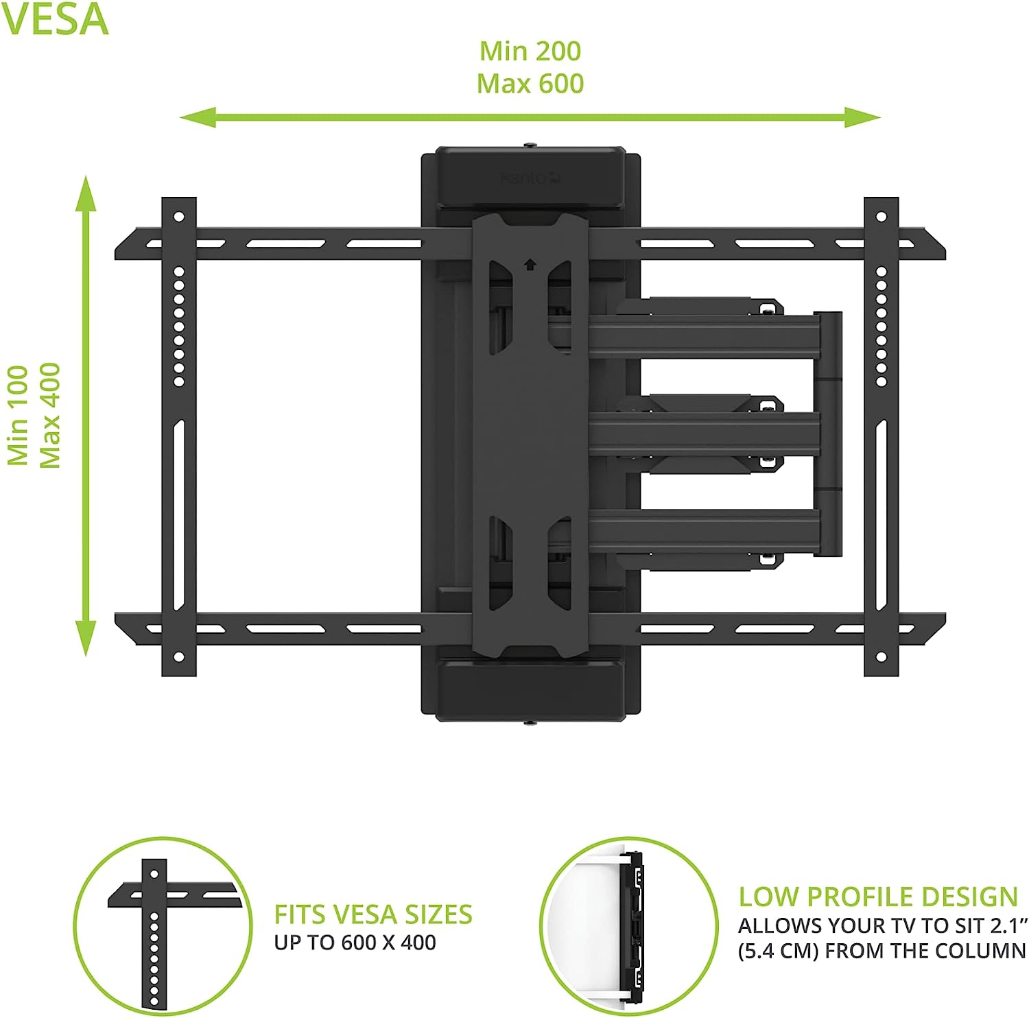 Kanto PSC350 Full Motion Column & Pillar TV Mount for 37 to 75 TVs - Black