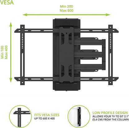 Kanto PSC350 Full Motion Column & Pillar TV Mount for 37 to 75 TVs - Black