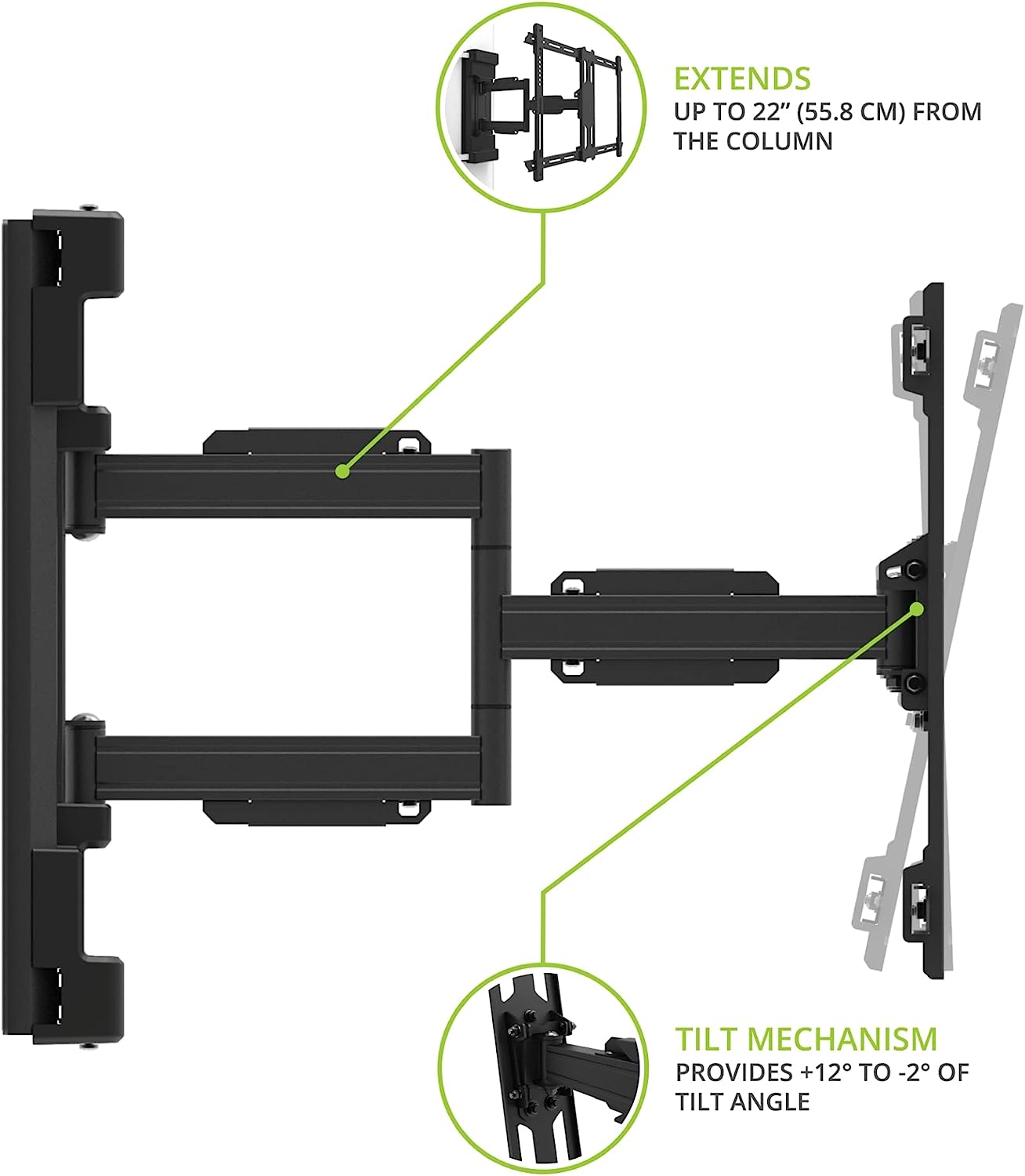 Kanto PSC350 Full Motion Column & Pillar TV Mount for 37 to 75 TVs - Black