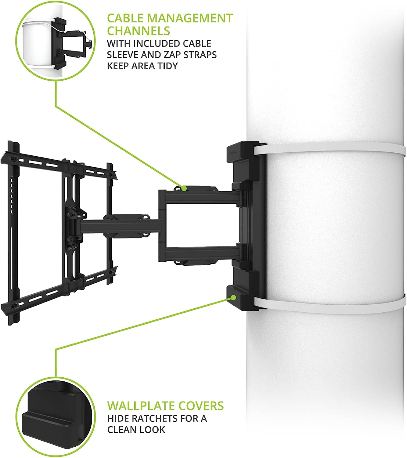 Kanto PSC350 Full Motion Column & Pillar TV Mount for 37 to 75 TVs - Black