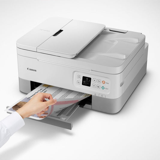 Canon PIXMA TR7020a Wireless Inkjet Multifunction Printer - Monochrome - White - Copier/Printer/Scanner - Flatbed Scanner - 1200 x 2400 dpi Optical Scan - Wireless LAN - USB - For Plain Paper Print
