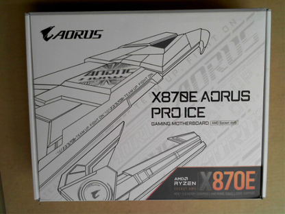 OPEN BOX - GIGABYTE X870E AORUS PRO ICE AMD AM5 LGA 1718 Motherboard, ATX, DDR5, 4X M.2, PCIe 5.0, USB4, WIFI7, 2.5GbE LAN, EZ-Latch, 5-Year Warranty