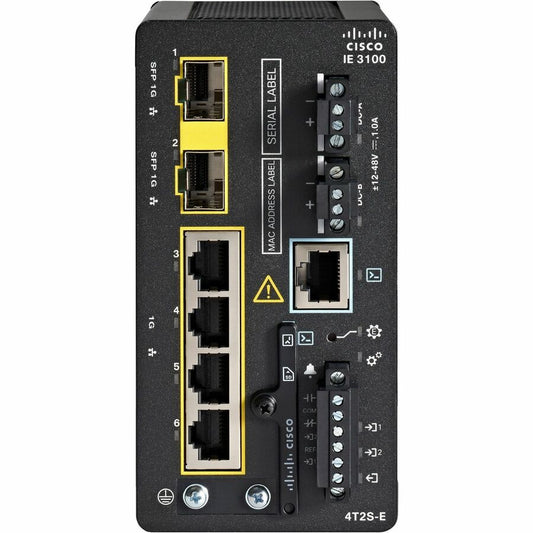 Cisco Catalyst IE3100 Rugged Ethernet Switch - 4 Ports - Manageable - Gigabit Ethernet - 1000Base-T, 1000Base-X - 3 Layer Supported - Modular - 2 SFP Slots - 14 W Power Consumption - Twisted Pair, Optical Fiber - DIN Rail Mountable