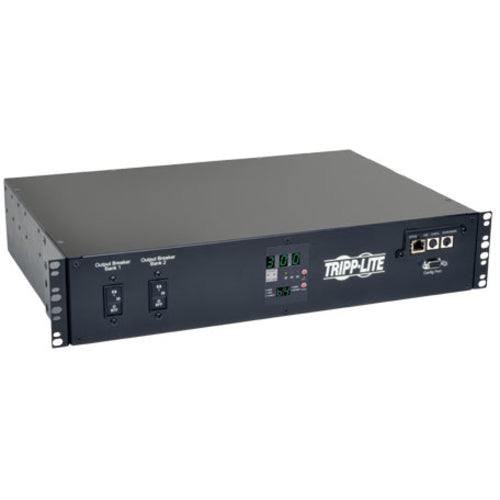 Tripp Lite Eaton Series 5.8kW Single-Phase Switched Automatic Transfer Switch PDU, Two 200-240V L6-30P Inputs, 16-C13 2-C19 & 1 L6-30R Outlet, 2U, TAA - 1 x NEMA L6-30R, 2 x IEC 60320 C19, 16 x IEC 60320 C13 - 208 V AC - 2U