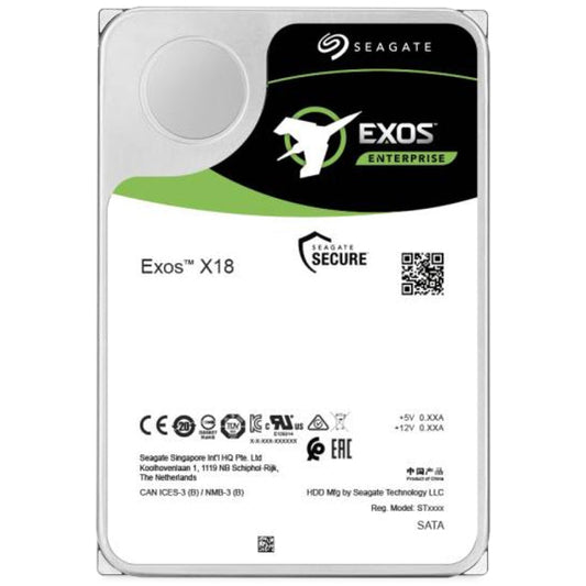 Seagate Exos X18 ST16000NM004J 16 TB Hard Drive - Internal - SAS - Video Surveillance System, Storage System Device Supported - 7200rpm