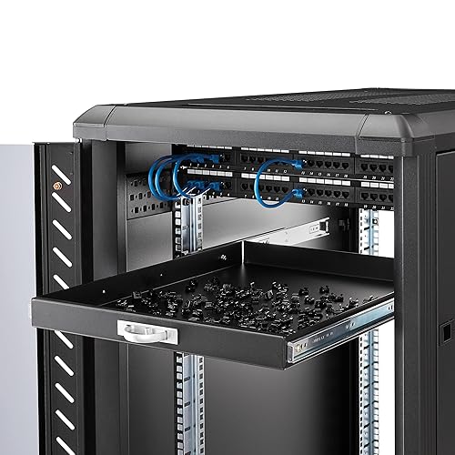 StarTech.com 1U Sliding Server Rack Mount Keyboard Shelf Tray - 55lbs - 22" Deep Steel Pull Out Drawer for 19" AV, Network Equipment Rack (SLIDESHELFD) Tray 1U| w/ Tray