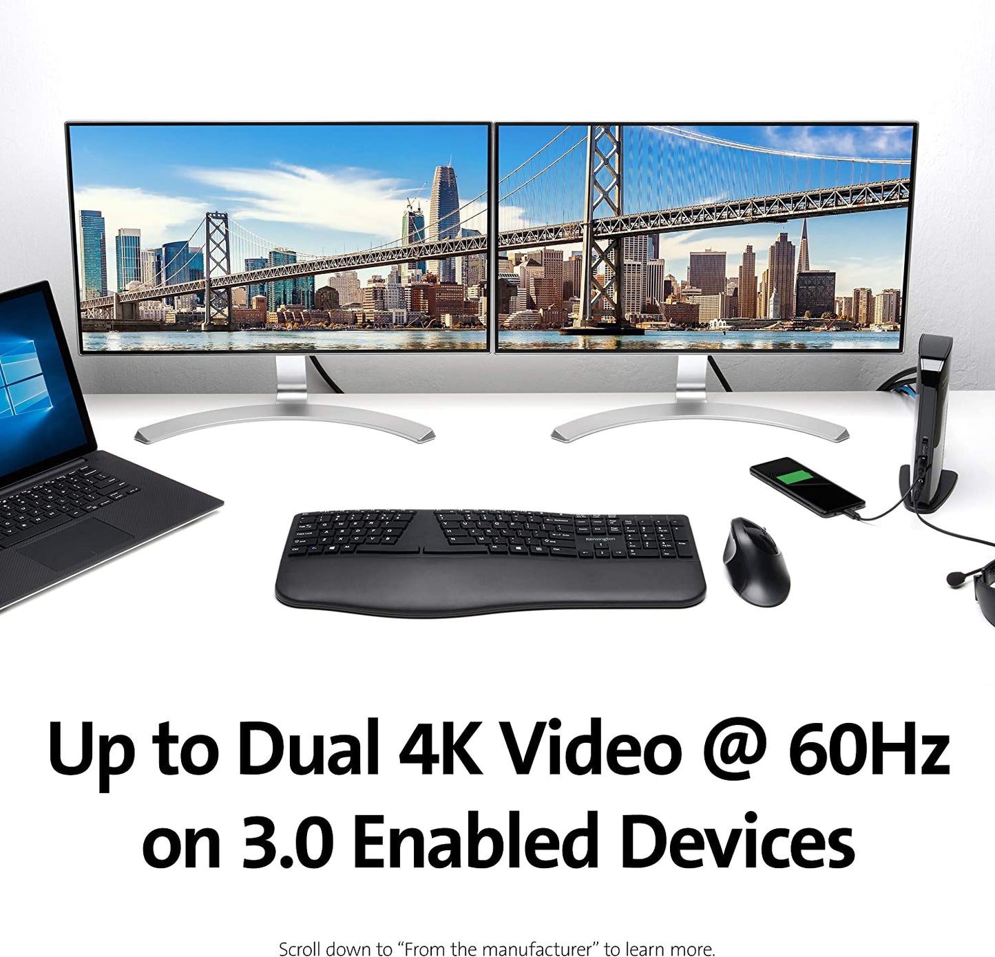 Kensington SD4100v Universal Dual 4K USB 3.0 Docking Station (K38255NA) USB-A Dual 4k