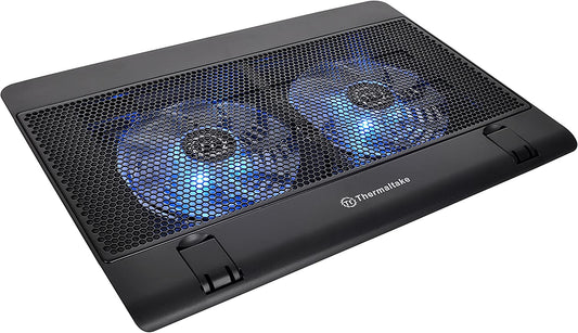 Thermaltake Massive 14 Steel Mesh Panel Dual 140mm Blue LED Fan Adjustable Speed Control 10"-17" Laptop Notebook Cooling Pad CL-N001-PL14BU-A 2 Fans