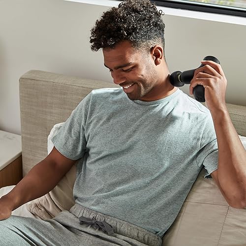 Homedics Rebound Percussion Massager, Ergonomic with QuietPower Technology, 4 Attachments plus QuickCarry System, 3 Muscle-Targeting Modes & 4 Speeds, Portable for Home, Gym, and Travel
