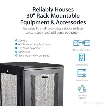 StarTech.com 4-Post 24U Server Rack Cabinet, 19 Data Rack Cabinet for IT / Network Equipment, with Adjustable Mounting Rails 24U Cabinet