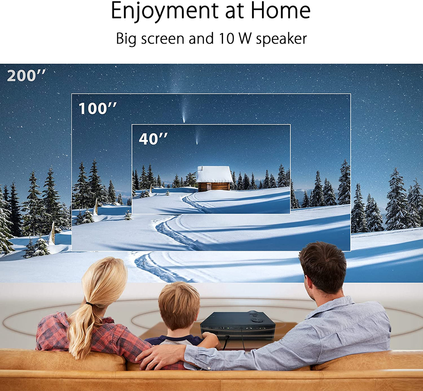 ASUS H1 1080P LED Projector - Full HD, 3000 Lumens, 120 Hz, 125% Rec. 709, 125% sRGB, Crestron Connected Certified, 10W Built-in Speaker, HDMI, Compatible with PS5 &amp; Xbox Series X/S