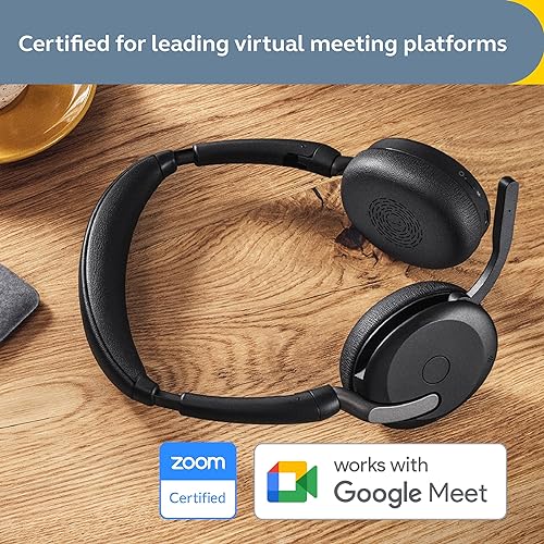 Jabra Evolve2 65 Flex Wireless Stereo Headset - Bluetooth, Noise-Cancelling Jabra ClearVoice Technology & Hybrid ANC - Works with All Leading UC Platforms Such As Zoom & Google Meet - Black USB-C UC