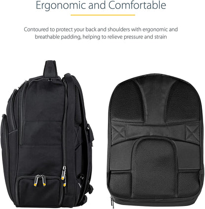 StarTech.com 17.3" Laptop Backpack with Removable Accessory Case - Professional IT Tech Backpack for Work/Travel/Commute - Durable Ergonomic Computer Bag - Nylon - Notebook/Tablet Pockets (NTBKBAG173)