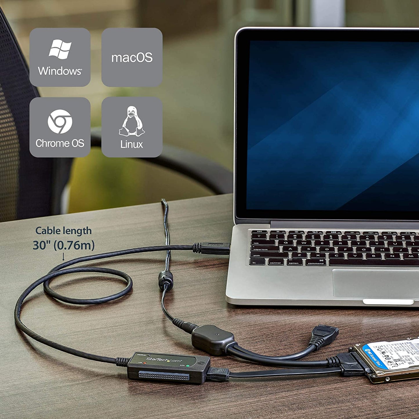 StarTech.com USB 3.0 to SATA IDE Adapter - 2.5in / 3.5in - External Hard Drive to USB Converter – Hard Drive Transfer Cable (USB3SSATAIDE)