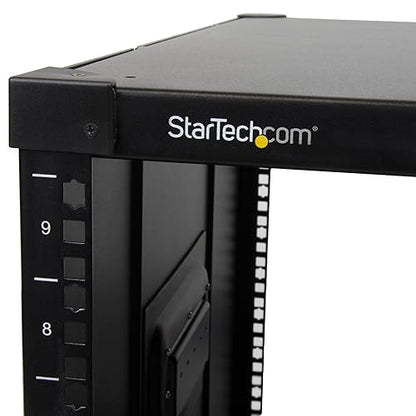 StarTech.com 9U Open Frame Rack with Wheels - 4 Post 23 Deep Portable Open Frame Cabinet for 19 Network, Data & Server Equipment - 220 lbs capacity (RK960CP) 22.10 (561.34 mm) x 20.30 (515.62 mm) x 23.60 (599.44 mm) Portable | Handles