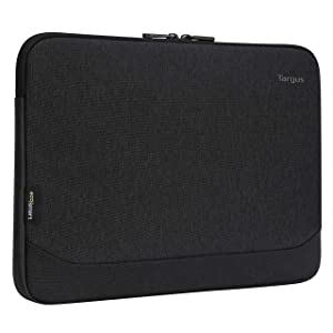 Targus Mobile Essentials Sleeve Modern Style with Durable Water-Repellent Nylon, Back Zip Pocket Pouch, Protective Slipcase fits 13-14-Inch Laptop/Notebook, Gray (TBS646GL)