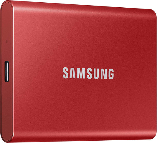 SAMSUNG T7 2TB, Portable SSD, Red, up to 1050MB/s, USB 3.2 Gen2, Gaming, Students &amp; Professionals, External Solid State Drive (MU-PC2T0R/AM), Red Red 2 TB