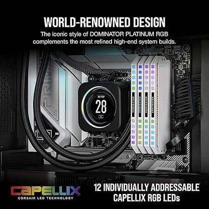 CORSAIR DOMINATOR PLATINUM RGB DDR5 RAM 32GB (2x16GB) 6200MHz CL36 Intel XMP iCUE Compatible Computer Memory - White (CMT32GX5M2X6200C36W)