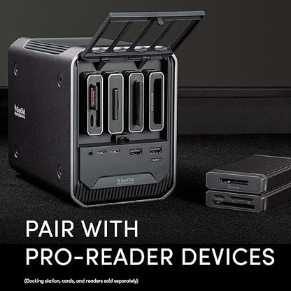 SanDisk Professional - PRO-Dock 4; 4-Bay Reader Docking Station - (1x) USB-C (USB 3.2 Gen 1) Port - SDPD14F-0000-NBAAD, Gray