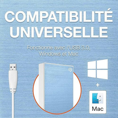 Seagate One Touch STKB2000402 2 TB Portable Hard Drive - 2.5 External - Light Blue