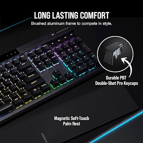Corsair K70 PRO RGB Optical-Mechanical Gaming Keyboard - OPX Linear Switches, PBT Double-Shot Keycaps, 8,000Hz Hyper-Polling, Magnetic Soft-Touch Palm Rest - NA Layout, QWERTY - Black K70 RGB PRO OPX Optical (Linear & Fast) Black