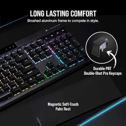 Corsair K70 PRO RGB Optical-Mechanical Gaming Keyboard - OPX Linear Switches, PBT Double-Shot Keycaps, 8,000Hz Hyper-Polling, Magnetic Soft-Touch Palm Rest - NA Layout, QWERTY - Black K70 RGB PRO OPX Optical (Linear & Fast) Black