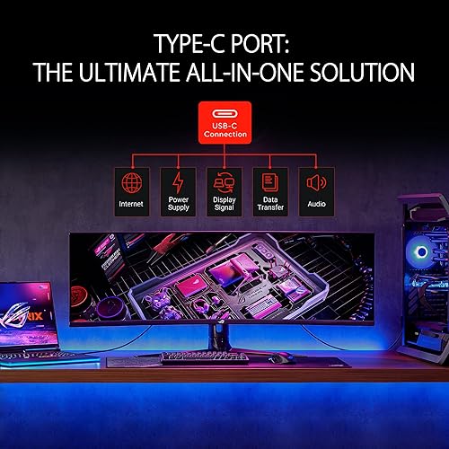 ASUS ROG Strix 49” Ultra-wide Curved HDR Gaming Monitor (XG49WCR) - Dual QHD 32:9 (5120 x 1440), 165Hz, Extreme Low Motion Blur Sync, USB-C, RJ45, DisplayHDR400, 90% DCI-P3, Dual Input-KVM Switch 49" Curved QHD 32:9 165Hz Docking Smart KVM VA