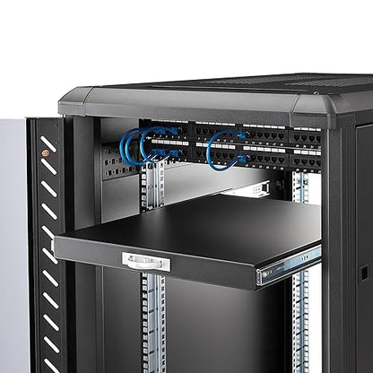 StarTech.com 1U Sliding Server Rack Mount Keyboard Shelf Tray - 55lbs - 22" Deep Steel Pull Out Drawer for 19" AV, Network Equipment Rack (SLIDESHELFD) Tray 1U| w/ Tray