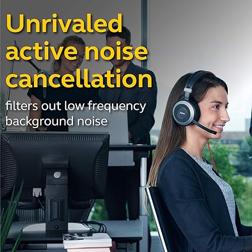 Jabra Evolve 80 UC Wired Headset Professional Telephone Headphones with Unrivalled Noise Cancellation for Calls and Music, Features World-Class Speakers and All Day Comfort UC Optimized